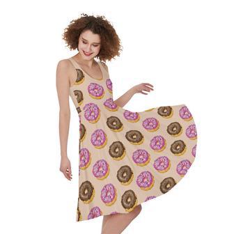 Pixel Donut Print Sleeveless Knee Length Dress | Newhawaiianshirts AU