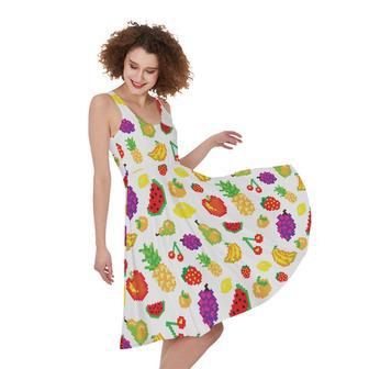 Pixel Fruits Pattern Print Sleeveless Knee Length Dress | Newhawaiianshirts AU