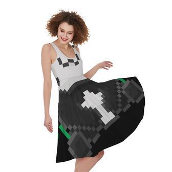 Pixel Panda Print Sleeveless Knee Length Dress | Newhawaiianshirts