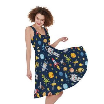 Pixel Space Pattern Print Sleeveless Knee Length Dress | Newhawaiianshirts UK