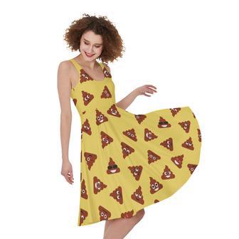 Poop Emoji Pattern Print Sleeveless Knee Length Dress | Newhawaiianshirts