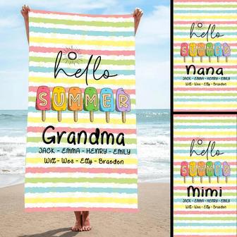 Popsicle Hello Summer Grandma Grandkids Custom Beach Towels Design | Newhawaiianshirts UK