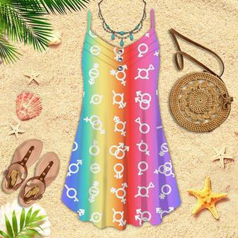 Pride Flag LGBT Gender Spaghetti Strap Summer Dress | Newhawaiianshirts DE