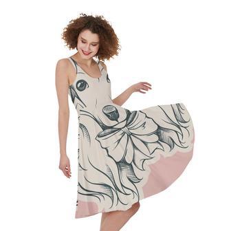 Princess Poodle Print Sleeveless Knee Length Dress | Newhawaiianshirts UK