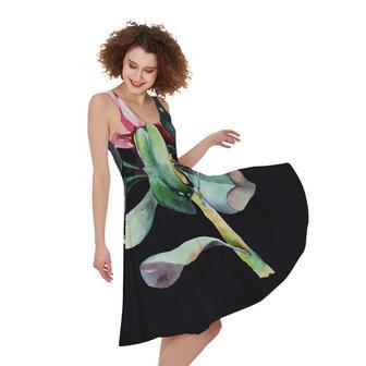 Protea Flower Print Sleeveless Knee Length Dress | Newhawaiianshirts UK