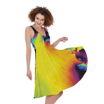 Psychedelic Acid Print Sleeveless Knee Length Dress | Newhawaiianshirts DE