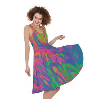 Psychedelic Bubble Print Sleeveless Knee Length Dress | Newhawaiianshirts UK