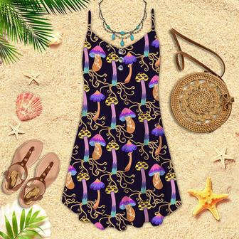 Psychedelic Fairy Colorful Mushroom Spaghetti Strap Summer Dress | Newhawaiianshirts AU