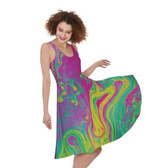 Psychedelic Formed Print Sleeveless Knee Length Dress | Newhawaiianshirts AU