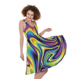 Psychedelic Gradient Print Sleeveless Knee Length Dress | Newhawaiianshirts