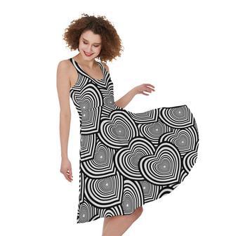 Psychedelic Heart Pattern Print Sleeveless Knee Length Dress | Newhawaiianshirts