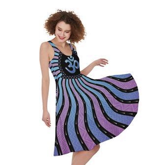 Psychedelic Om Print Sleeveless Knee Length Dress | Newhawaiianshirts AU