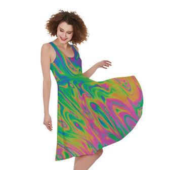 Psychedelic Surface Print Sleeveless Knee Length Dress | Newhawaiianshirts UK