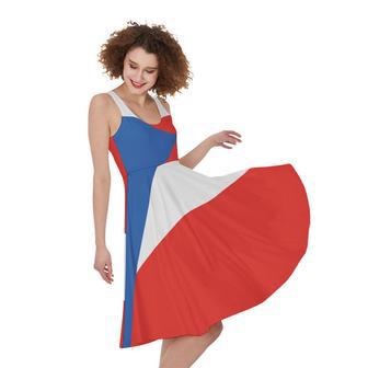 Puerto Rican Flag Print Sleeveless Knee Length Dress | Newhawaiianshirts AU