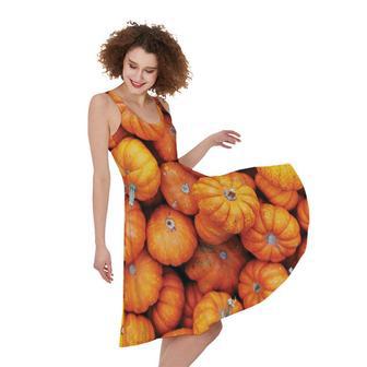 Pumpkin Print Sleeveless Knee Length Dress | Newhawaiianshirts DE