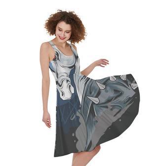 Punk Unicorn Print Sleeveless Knee Length Dress | Newhawaiianshirts UK