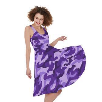 Purple Camouflage Print Sleeveless Knee Length Dress | Newhawaiianshirts CA