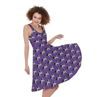 Purple Cow Pattern Print Sleeveless Knee Length Dress | Newhawaiianshirts DE