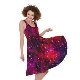 Purple Dark Galaxy Space Print Sleeveless Knee Length Dress | Newhawaiianshirts