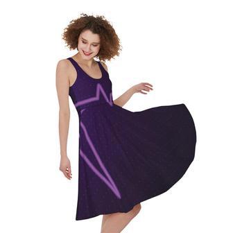 Purple Heartbeat Print Sleeveless Knee Length Dress | Newhawaiianshirts AU