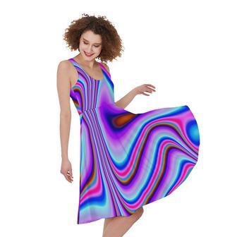 Purple Psychedelic Trippy Print Sleeveless Knee Length Dress | Newhawaiianshirts DE