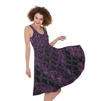 Purple Snakeskin Print Sleeveless Knee Length Dress | Newhawaiianshirts