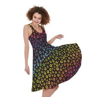 Rainbow Leopard Pattern Print Sleeveless Knee Length Dress | Newhawaiianshirts