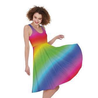 Rainbow Print Sleeveless Knee Length Dress | Newhawaiianshirts