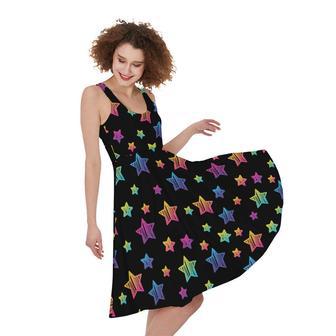 Rainbow Stars Pattern Print Sleeveless Knee Length Dress | Newhawaiianshirts AU