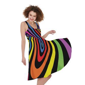 Rainbow Torus Psychedelic Print Sleeveless Knee Length Dress | Newhawaiianshirts