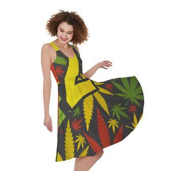 Rasta 420 Print Sleeveless Knee Length Dress | Newhawaiianshirts DE