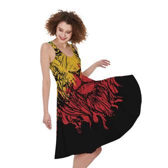 Rasta Lion Print Sleeveless Knee Length Dress | Newhawaiianshirts DE