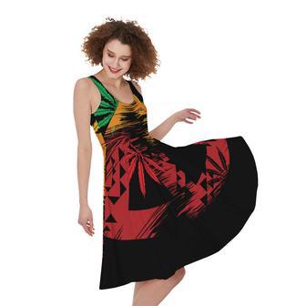 Rasta Peace Sign Print Sleeveless Knee Length Dress | Newhawaiianshirts AU