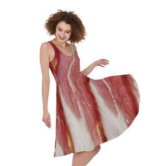 Raw Bacon Print Sleeveless Knee Length Dress | Newhawaiianshirts AU