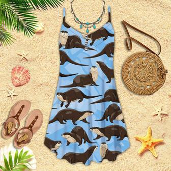 Realistic Otter Lovely Animals Pattern Spaghetti Strap Summer Dress | Newhawaiianshirts AU