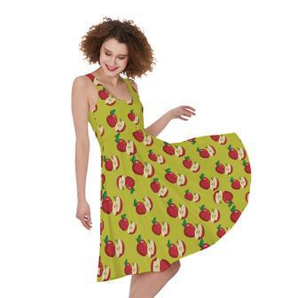 Red Apple Fruit Pattern Print Sleeveless Knee Length Dress | Newhawaiianshirts