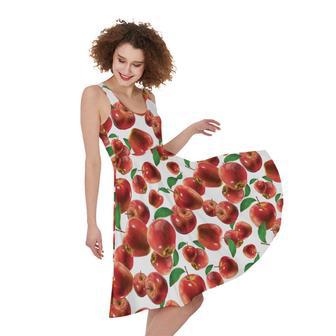 Red Apple Pattern Print Sleeveless Knee Length Dress | Newhawaiianshirts DE