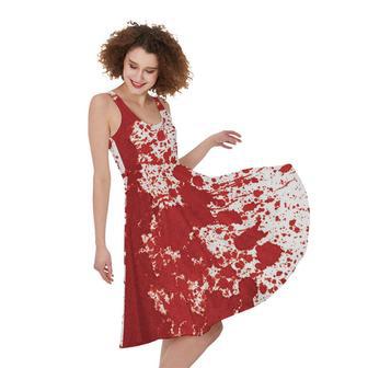 Red Blood Stains Print Sleeveless Knee Length Dress | Newhawaiianshirts AU