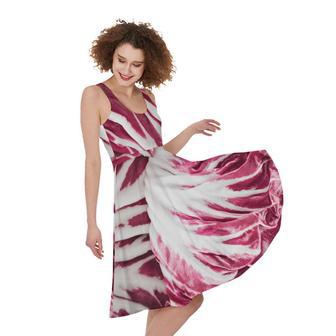 Red Cabbage Leaves Print Sleeveless Knee Length Dress | Newhawaiianshirts AU