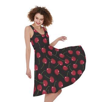 Red Cherry Pattern Print Sleeveless Knee Length Dress | Newhawaiianshirts AU