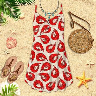 Red Shrimps Pattern Spaghetti Strap Summer Dress | Newhawaiianshirts UK