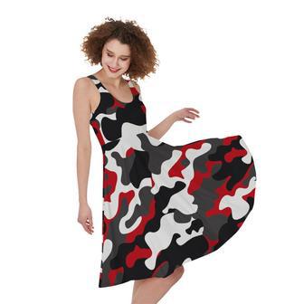 Red Snow Camouflage Print Sleeveless Knee Length Dress | Newhawaiianshirts AU