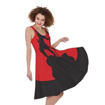 Red Sun Samurai Print Sleeveless Knee Length Dress | Newhawaiianshirts