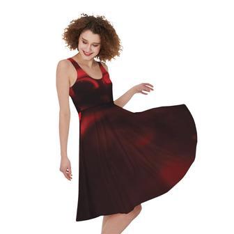 Red Wine Print Sleeveless Knee Length Dress | Newhawaiianshirts DE