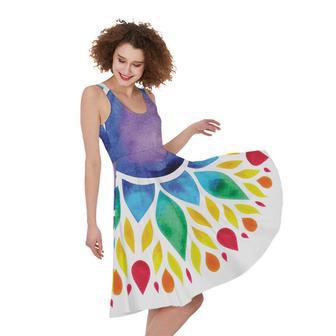 Reiki Chakra Flower Print Sleeveless Knee Length Dress | Newhawaiianshirts AU