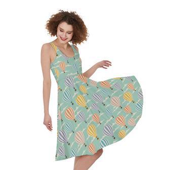 Retro Air Balloon Pattern Print Sleeveless Knee Length Dress | Newhawaiianshirts CA