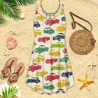 Retro Car Spaghetti Strap Summer Dress | Newhawaiianshirts DE