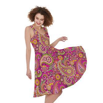 Retro Paisley Pattern Print Sleeveless Knee Length Dress | Newhawaiianshirts