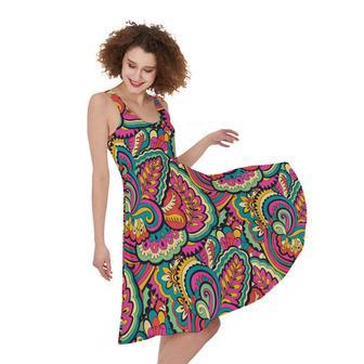 Retro Psychedelic Hippie Pattern Print Sleeveless Knee Length Dress | Newhawaiianshirts