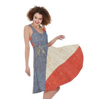 Retro Puerto Rican Flag Print Sleeveless Knee Length Dress | Newhawaiianshirts CA